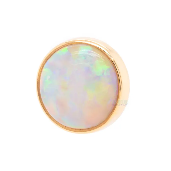 Body Vision BVLA Genuine White Opal in Cup Setting Threaded End in Gold Earrings