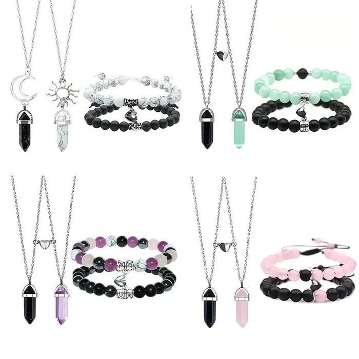 Magnetic Crystal Necklaces and Bracelets Sets worldnetgifts Necklaces