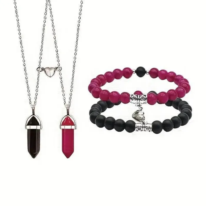 Magnetic Crystal Necklaces and Bracelets Sets worldnetgifts Necklaces