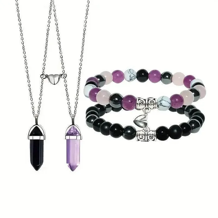 Magnetic Crystal Necklaces and Bracelets Sets worldnetgifts Necklaces