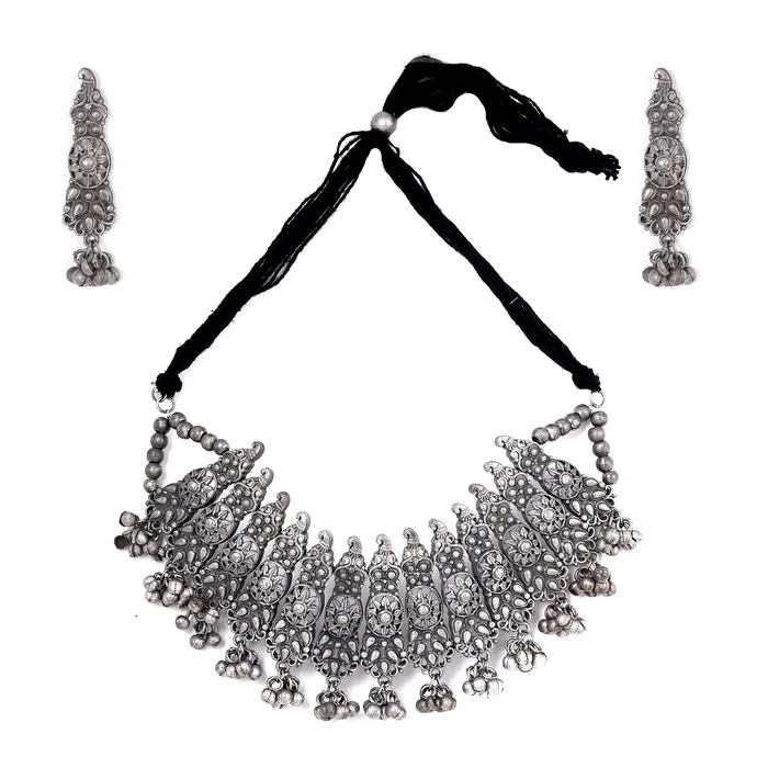 Teejh Teejh Manasika Silver Oxidised Jewelry Gift Set Rings