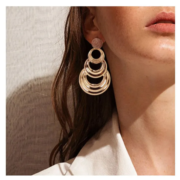 01 Earrings E1191 Gold Multi Hoop Earrings
