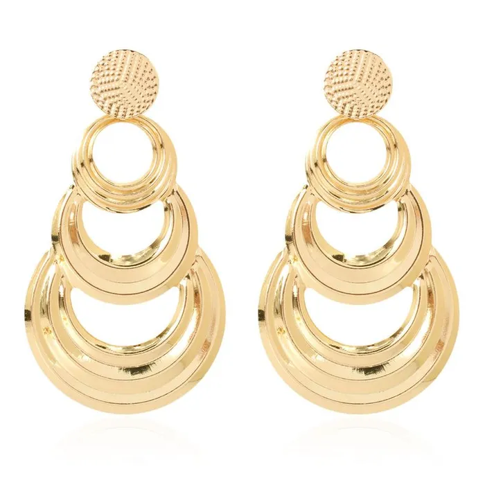 01 Earrings E1191 Gold Multi Hoop Earrings