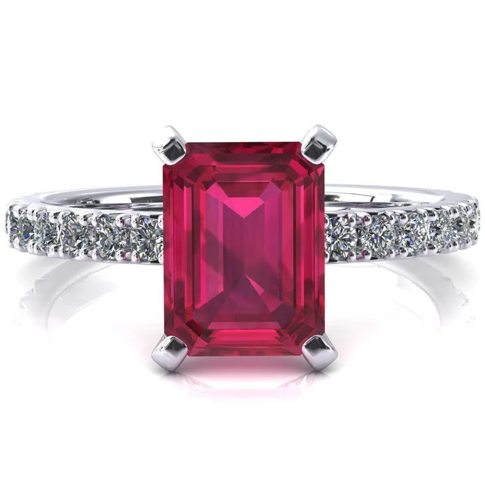 Fire Brilliance Rings Nefili Emerald Ruby 4 Prong 58 Eternity Diamond French Pave Engagement Ring