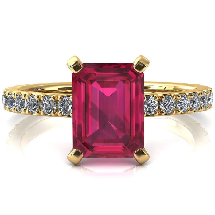 Fire Brilliance Rings Nefili Emerald Ruby 4 Prong 58 Eternity Diamond French Pave Engagement Ring