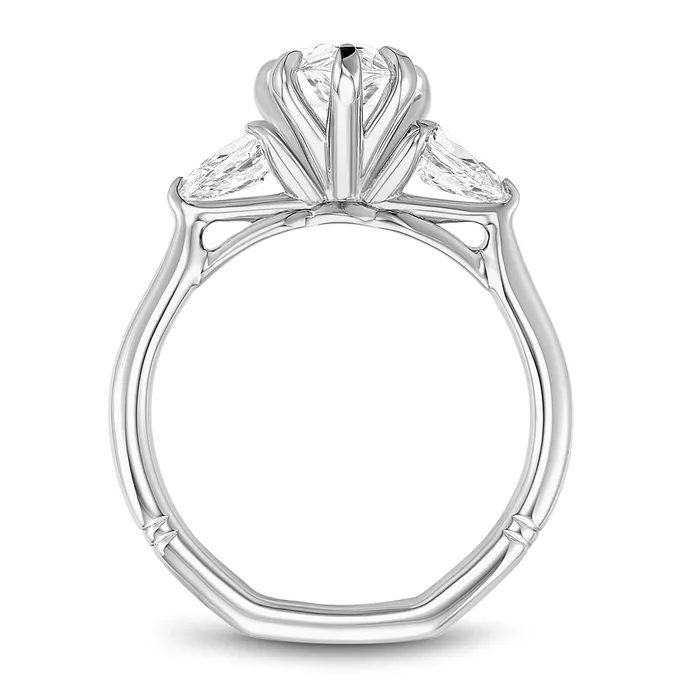 14K White Gold Diamond Semimount Ring Pear Head Threestone Noam Carver Rings 14K White Gold Diamond Semimount Ring Pear Head Threestone Noam Carver Rings