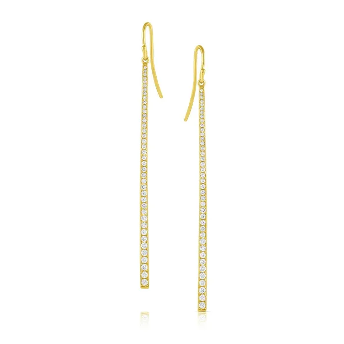 18k Yellow Gold Diamond Drop Stick Earrings CJ Charles Jewelers Earrings