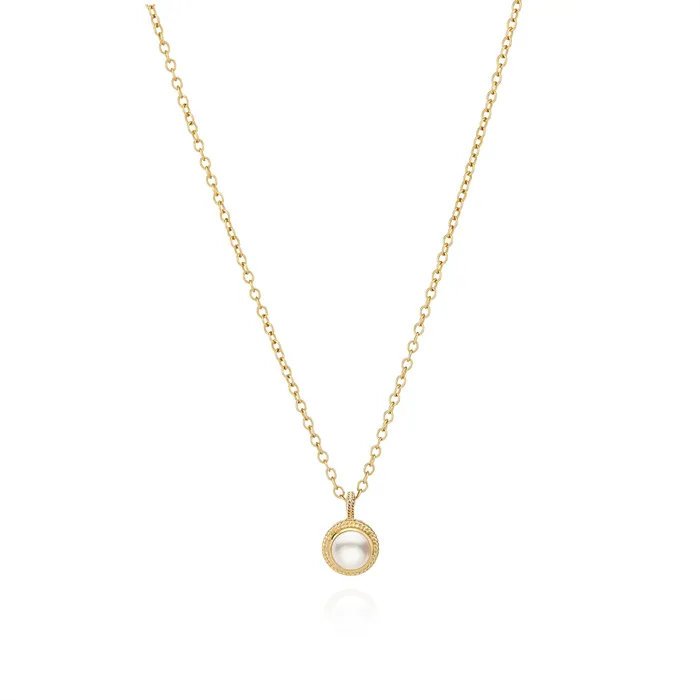 Anna Beck Anna Beck Pearl Circle Drop Necklace Gold Plated Necklaces