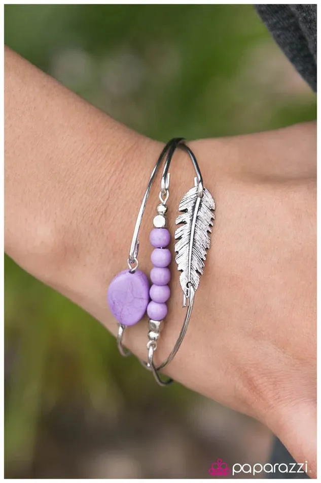 Bracelets Paparazzi Jewelry Paparazzi Bracelet Catch A Tail Wind Purple