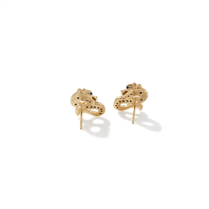 Earrings John Hardy John Hardy Legends Naga 18K Gold Heritage Stud Earrings with Blue Sapphire Eyes Earrings John Hardy John Hardy Legends Naga 18K Gold Heritage Stud Earrings with Blue Sapphire Eyes