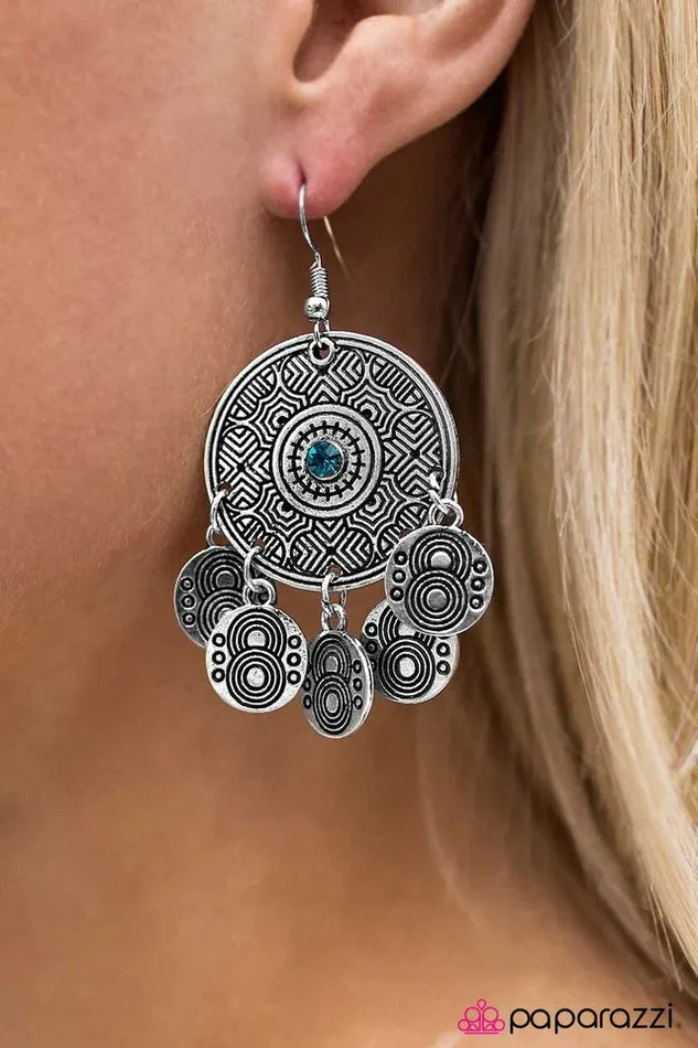 Earrings Paparazzi Earring Symphony of Sound Blue Paparazzi Jewelry