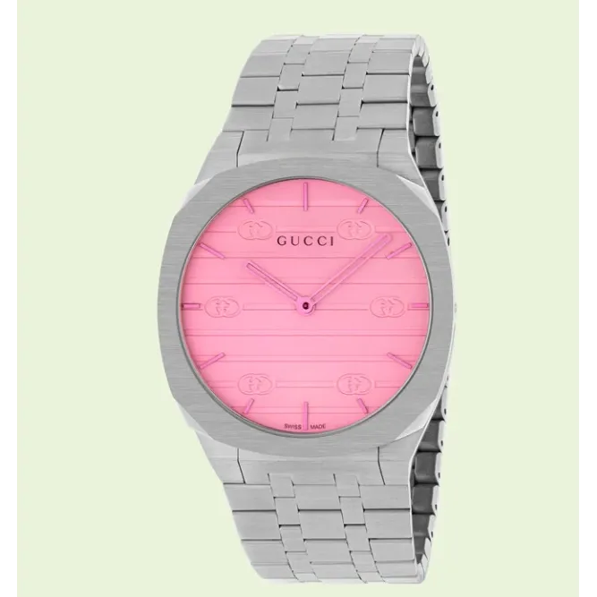 Gucci Bracelets Gucci 25H Stainless Steel Pink 38mm Quartz