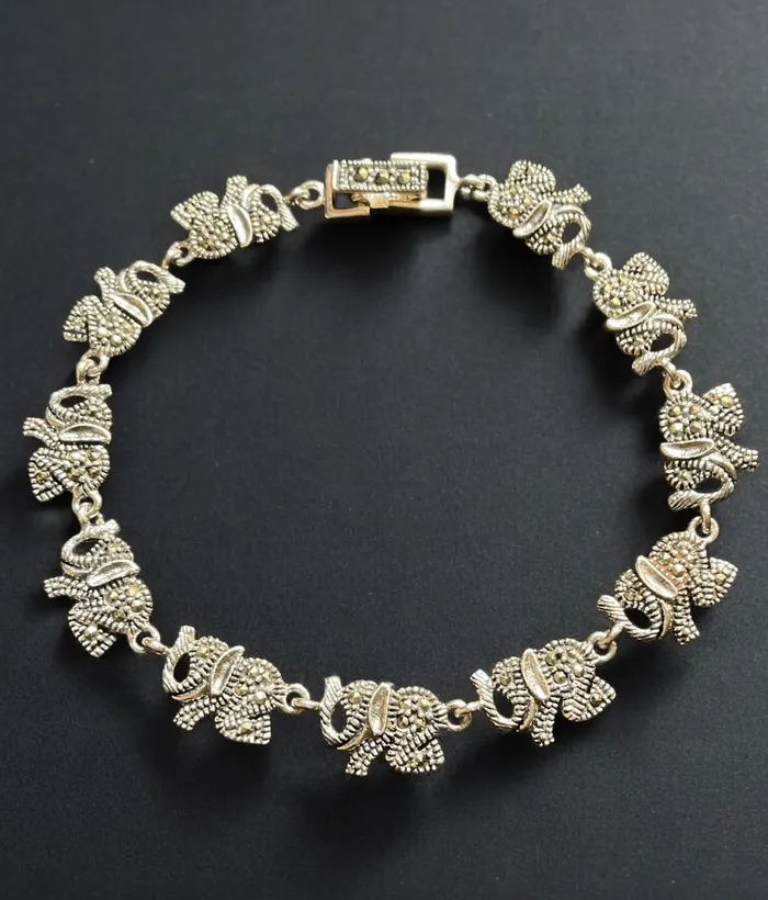Bracelets Marcasite The Splendid Elephant Silver Marcasite Bracelet