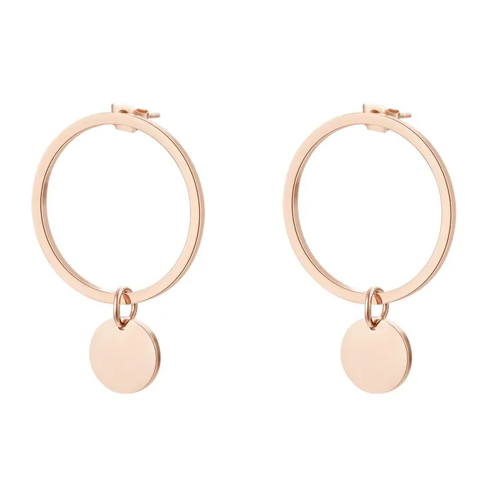 Earrings Hey Happiness Hoop Circle Earrings in Rose Gold