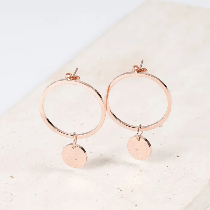Earrings Hey Happiness Hoop Circle Earrings in Rose Gold Earrings Hey Happiness Hoop Circle Earrings in Rose Gold