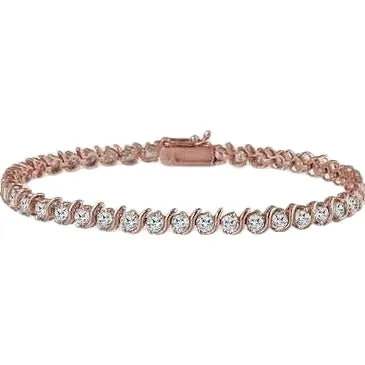GB Bracelets 8 Carats Round Cut Sparkling Natural Earth Mined Diamonds Bracelet Gold Rose 14K GB Bracelets 8 Carats Round Cut Sparkling Natural Earth Mined Diamonds Bracelet Gold Rose 14K