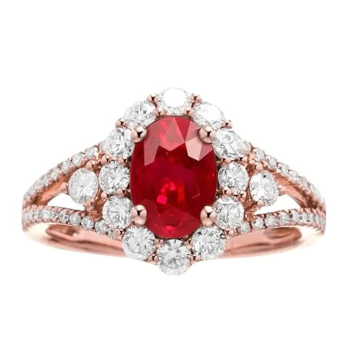GB Rings 375 Carats Red Ruby And Natural Earth Mined Diamond Wedding Ring Rose Gold 14K GB Rings 375 Carats Red Ruby And Natural Earth Mined Diamond Wedding Ring Rose Gold 14K