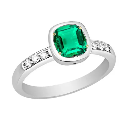 Green Emerald Engagement Ring With Diamonds HarryChadEntcom Rings