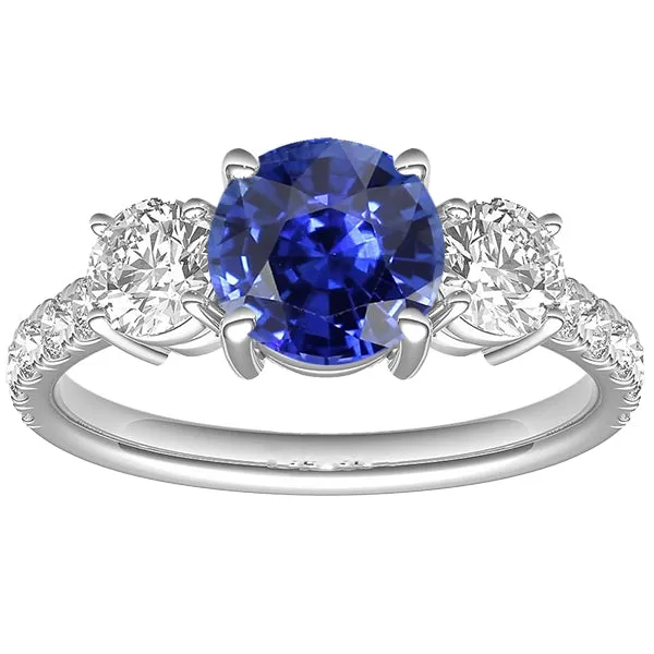 HarryChadEntcom Rings Blue Sapphire Engagement Ring 450 Carats Round Brilliant Cut Natural Earth Mined Diamonds