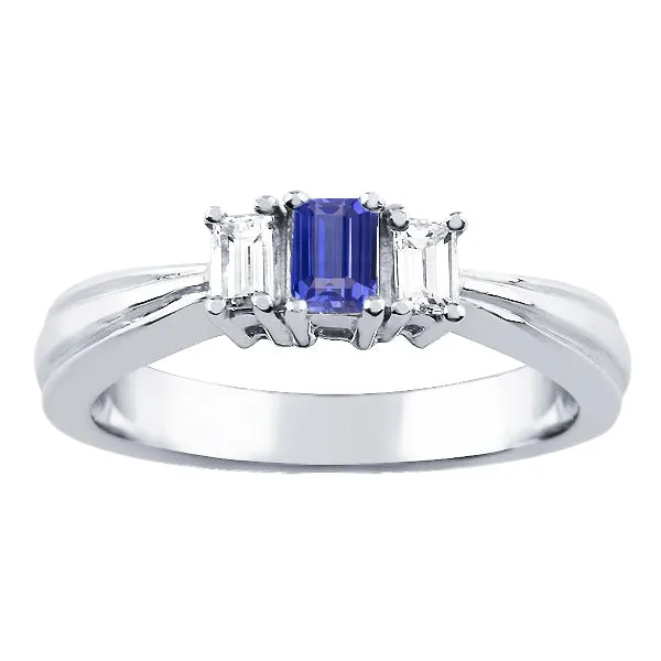 HarryChadEntcom Rings Emerald Natural Earth Mined Diamond Ceylon Sapphire Ring 3 Stone 2 Carats Tapered Shank