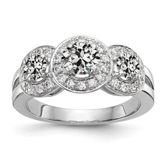 HarryChadEntcom Rings Halo Wedding Ring Round Old Cut Natural Earth Mined Diamond 3 Stone Style 425 Carats HarryChadEntcom Rings Halo Wedding Ring Round Old Cut Natural Earth Mined Diamond 3 Stone Style 425 Carats