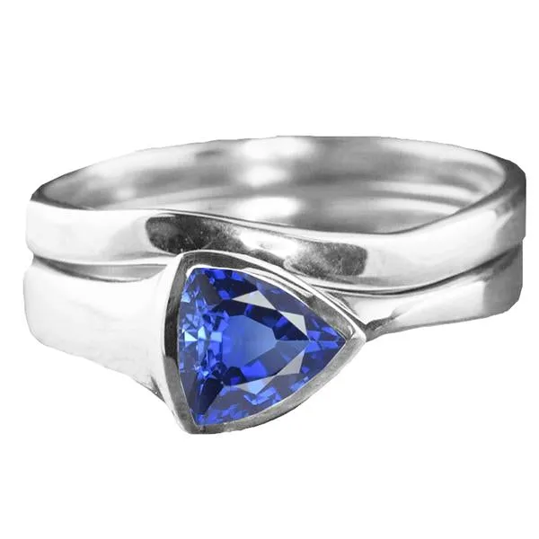 HarryChadEntcom Rings Solitaire Wedding Ring Set Trillion Sapphire 150 Carats Bezel Set HarryChadEntcom Rings Solitaire Wedding Ring Set Trillion Sapphire 150 Carats Bezel Set