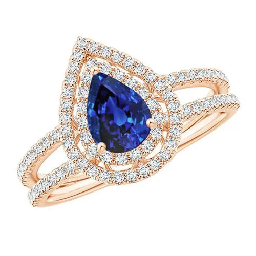 Natural Earth Mined Diamond Engagement Ring Double Halo Pear Blue Sapphire 575 Carats HarryChadEntcom Rings Natural Earth Mined Diamond Engagement Ring Double Halo Pear Blue Sapphire 575 Carats HarryChadEntcom Rings