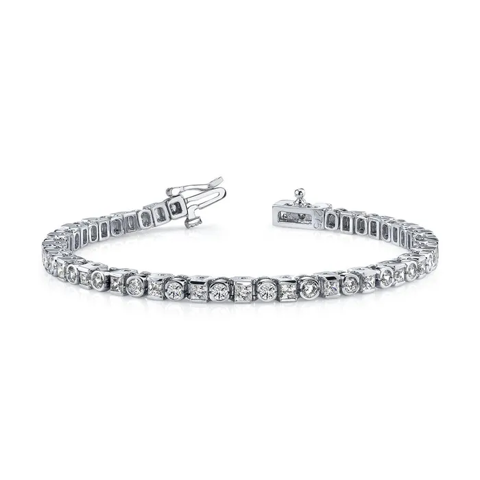 Princess Round Cut 10 Ct Natural Earth Mined Diamonds Tennis Bracelet White Gold 14K GB Bracelets Princess Round Cut 10 Ct Natural Earth Mined Diamonds Tennis Bracelet White Gold 14K GB Bracelets