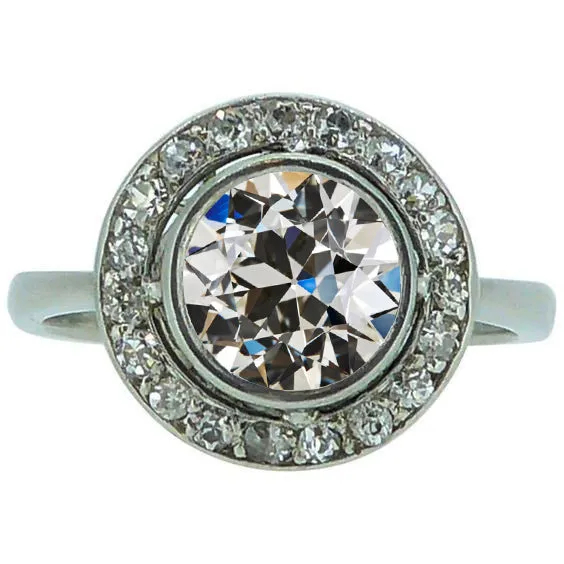 Rings HarryChadEntcom 4 Carats Halo Anniversary Ring Old Cut Round Natural Earth Mined Diamond Bezel Set Rings HarryChadEntcom 4 Carats Halo Anniversary Ring Old Cut Round Natural Earth Mined Diamond Bezel Set