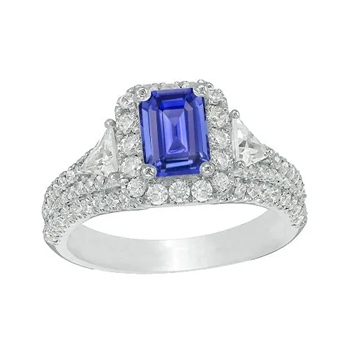 Rings HarryChadEntcom Halo Blue Sapphire Ring 3 Stone Style Emerald Natural Earth Mined Diamonds 350 Carats Rings HarryChadEntcom Halo Blue Sapphire Ring 3 Stone Style Emerald Natural Earth Mined Diamonds 350 Carats