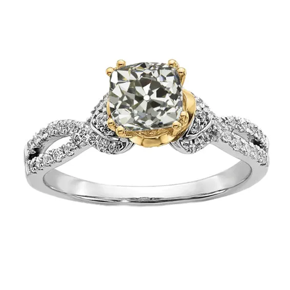 Rings Two Tone Cushion Old Cut Natural Earth Mined Diamond Ring Twisted Split Shank 440 Carats HarryChadEntcom Rings Two Tone Cushion Old Cut Natural Earth Mined Diamond Ring Twisted Split Shank 440 Carats HarryChadEntcom
