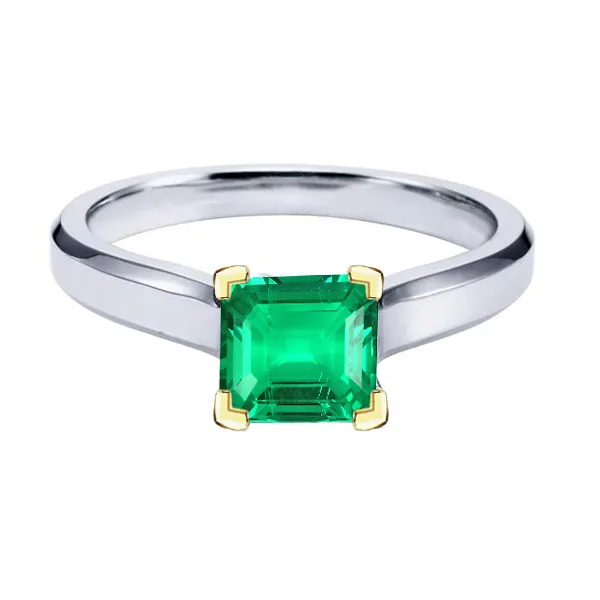 Solitaire Green Emerald Gemstone Ring HarryChadEntcom Rings