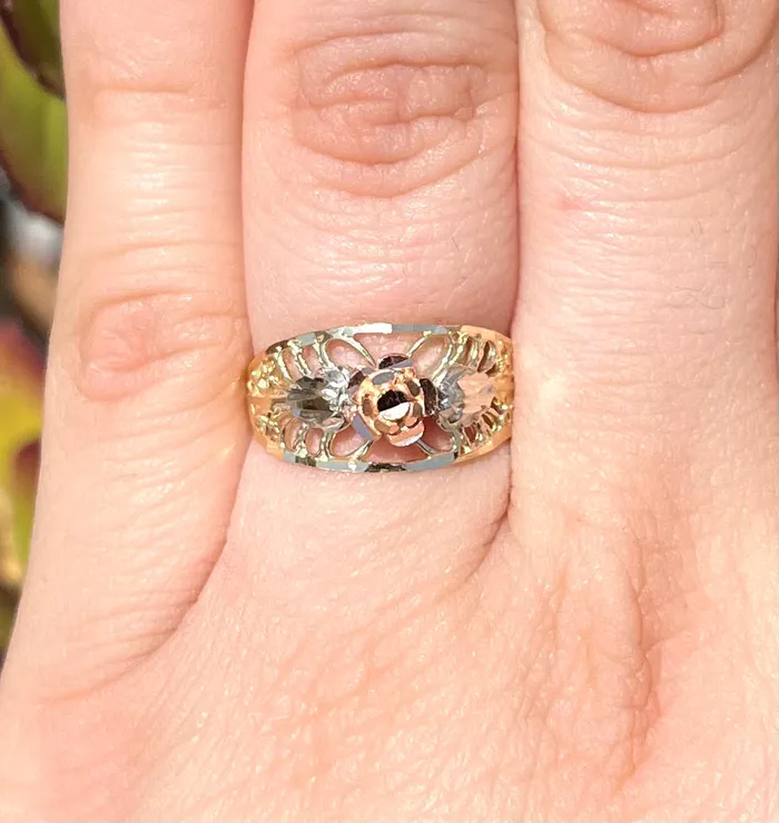 14k Gold Womens Rose Ring AB and J jewelry Rings
