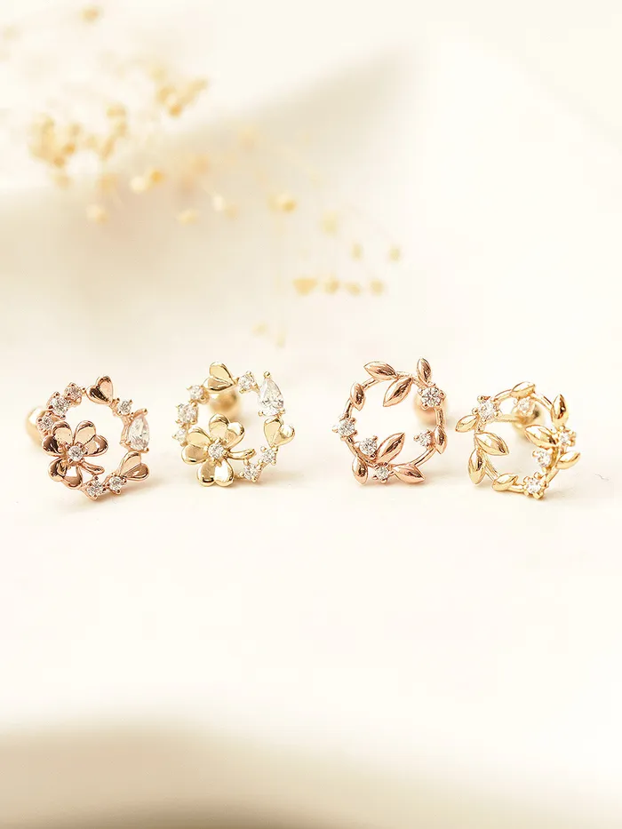 14K Gold Wreath Flower Cartilage Earring 20G18G16G MinimalBijoux Earrings