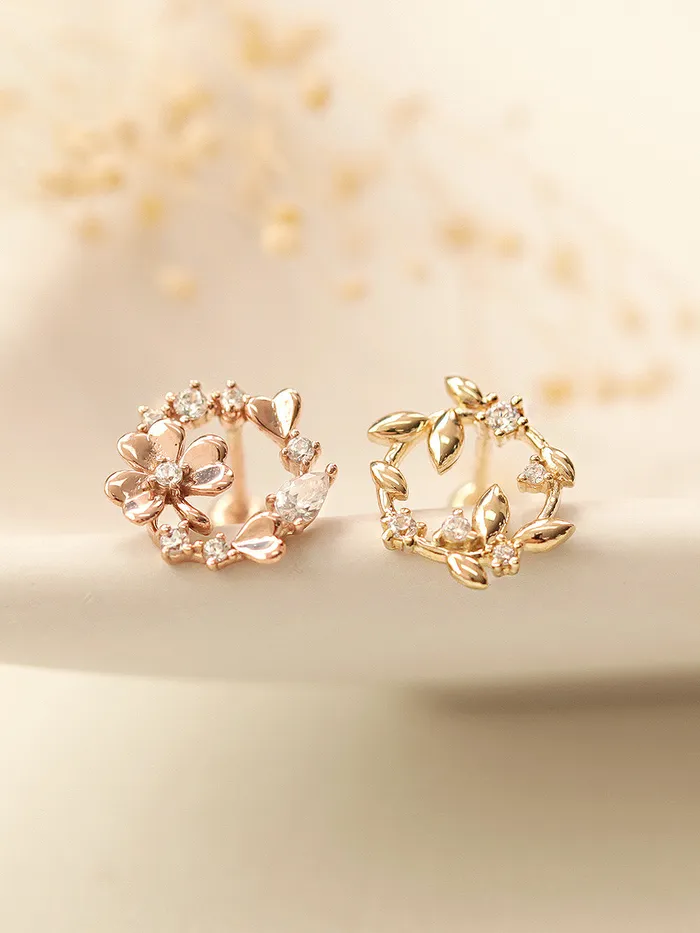 14K Gold Wreath Flower Cartilage Earring 20G18G16G MinimalBijoux Earrings