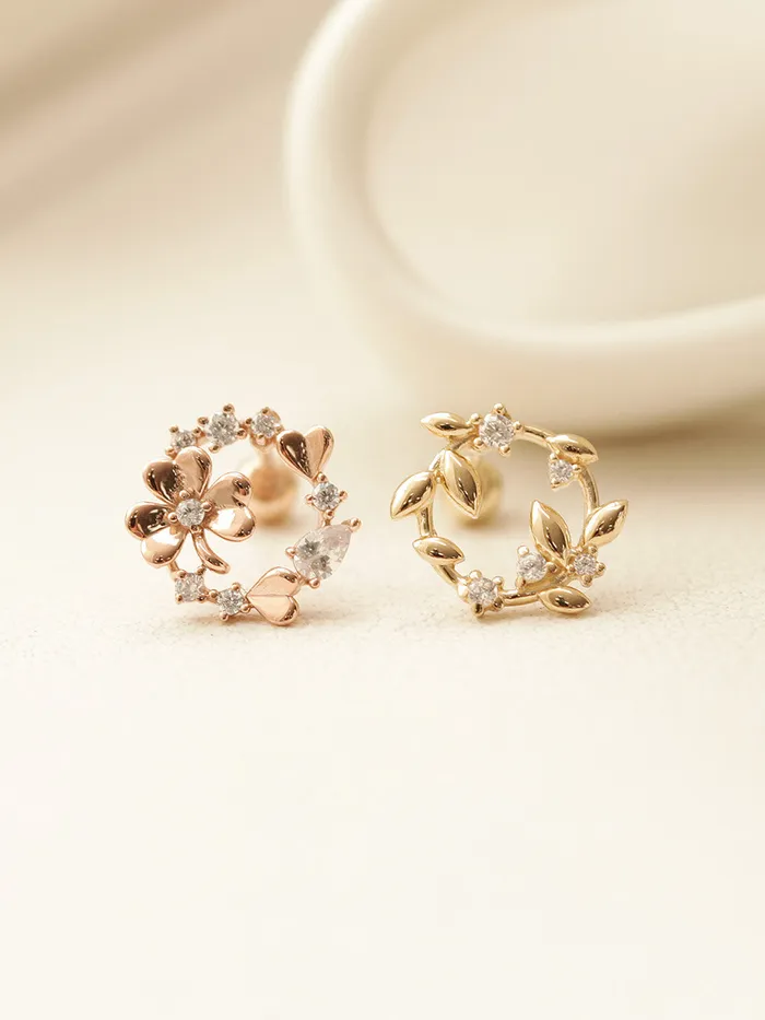 14K Gold Wreath Flower Cartilage Earring 20G18G16G MinimalBijoux Earrings