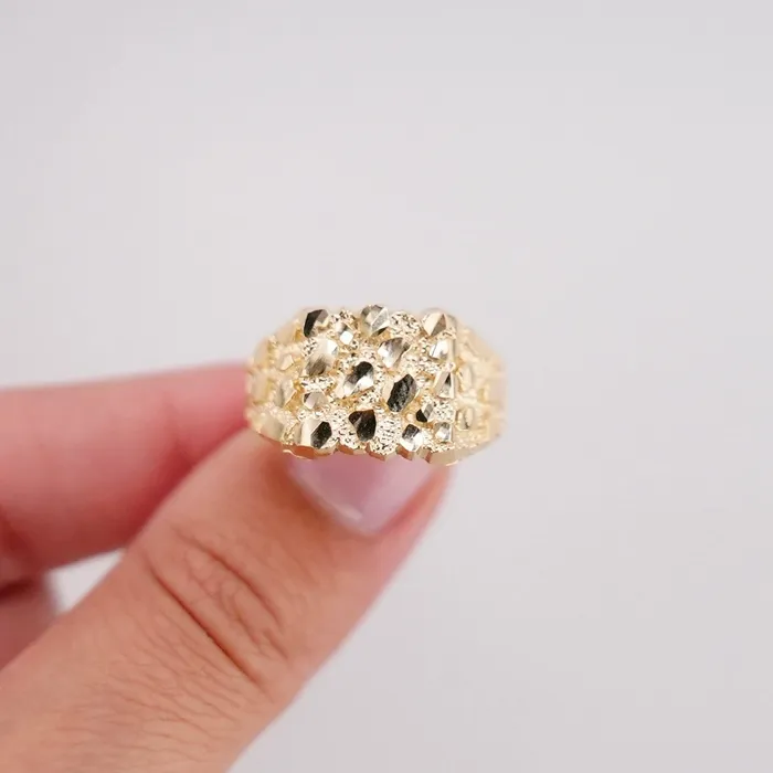 AB and J jewelry 14k Gold Nugget Mens Ring R6014 Rings