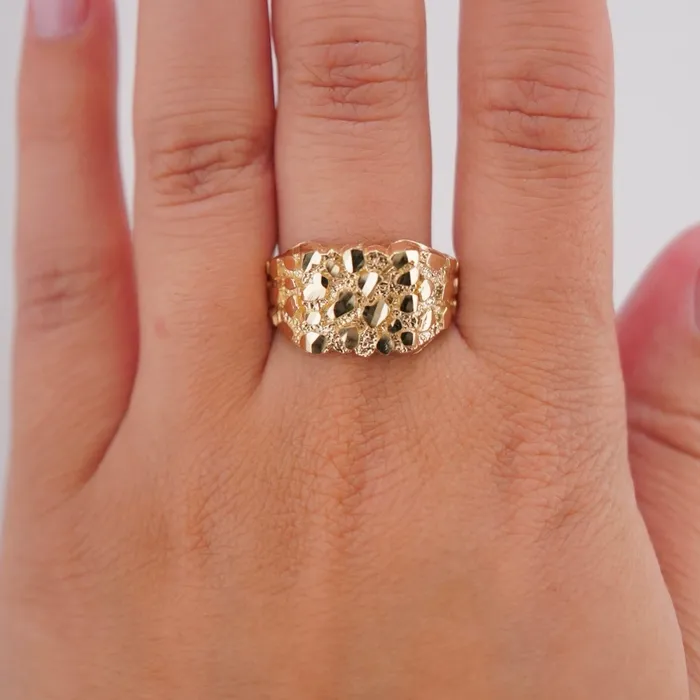 AB and J jewelry 14k Gold Nugget Mens Ring R6014 Rings