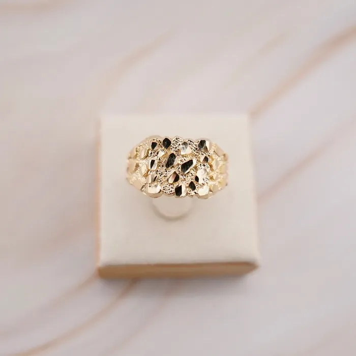 AB and J jewelry 14k Gold Nugget Mens Ring R6014 Rings