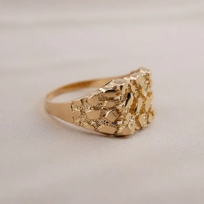 AB and J jewelry 14k Gold Nugget Mens Ring R6014 Rings