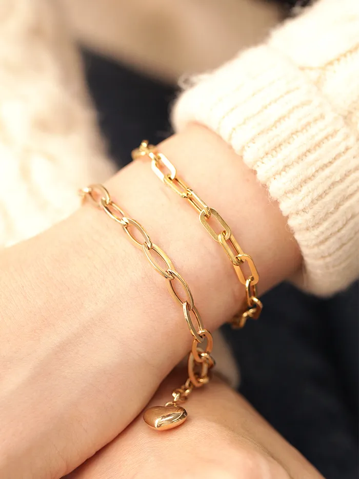 MinimalBijoux Bracelets 14K Gold Heart Round Chain Bracelet
