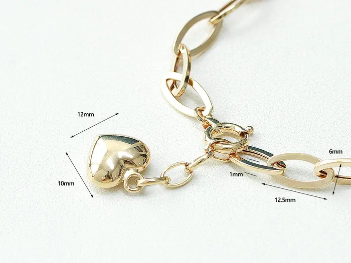 MinimalBijoux Bracelets 14K Gold Heart Round Chain Bracelet