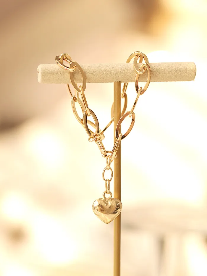 MinimalBijoux Bracelets 14K Gold Heart Round Chain Bracelet