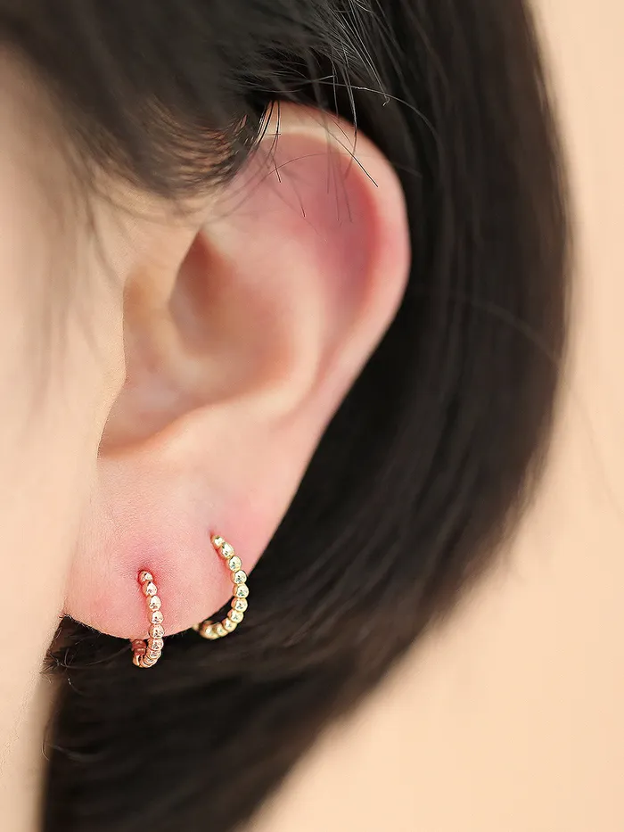 MinimalBijoux Earrings 14K Gold Bubble Ball Hoop Earring