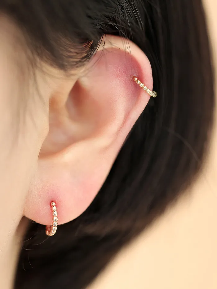 MinimalBijoux Earrings 14K Gold Bubble Ball Hoop Earring