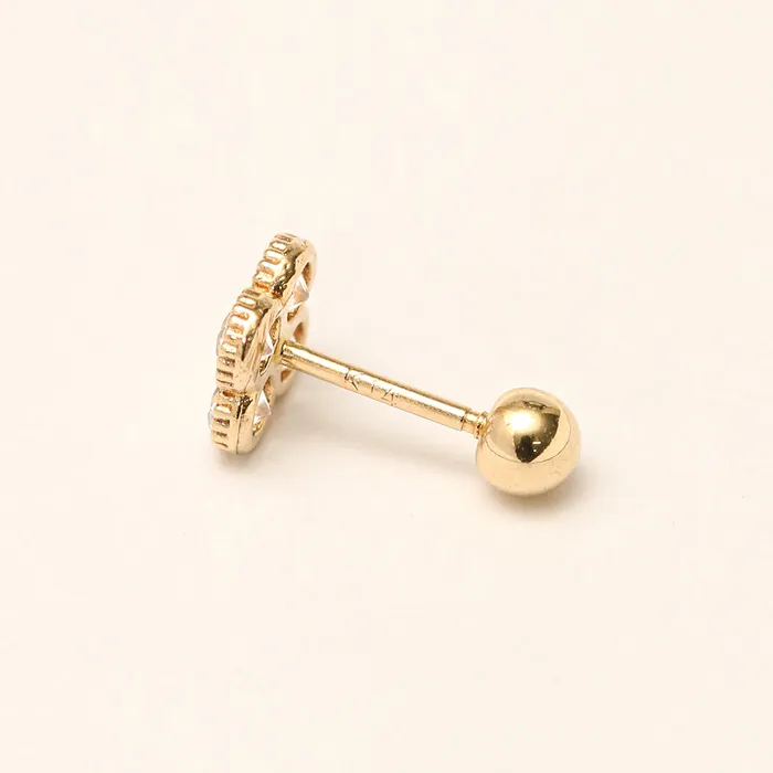 MinimalBijoux Earrings 14K Gold CZ clover Cartilage Earring 20G18G16G