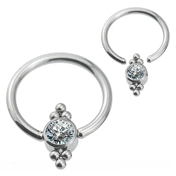Rings Tulsa Body Jewelry Titanium Captive CZ TriBead Ring Rings Tulsa Body Jewelry Titanium Captive CZ TriBead Ring
