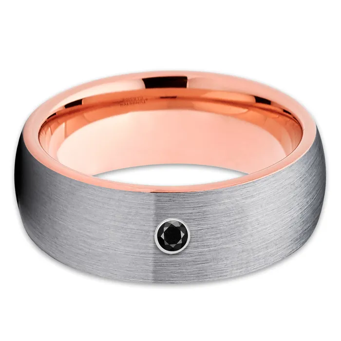Clean Casting Jewelry Rings Black Diamond Wedding Ring Rose Gold Tungsten Ring Diamond Wedding Band