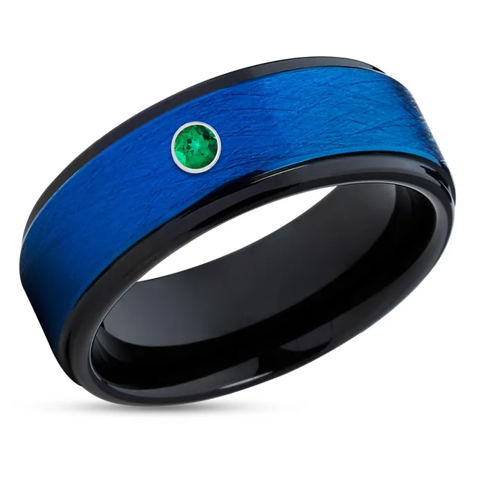 Clean Casting Jewelry Rings Emerald Tungsten Ring Blue Tungsten Band Emerald Tungsten Band 8mm Clean Casting Jewelry Rings Emerald Tungsten Ring Blue Tungsten Band Emerald Tungsten Band 8mm