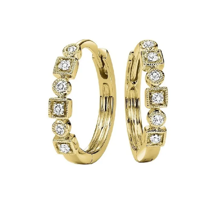 Gems One Earrings 10K Yellow Gold Mix Bezel Diamond Earrings 17CT